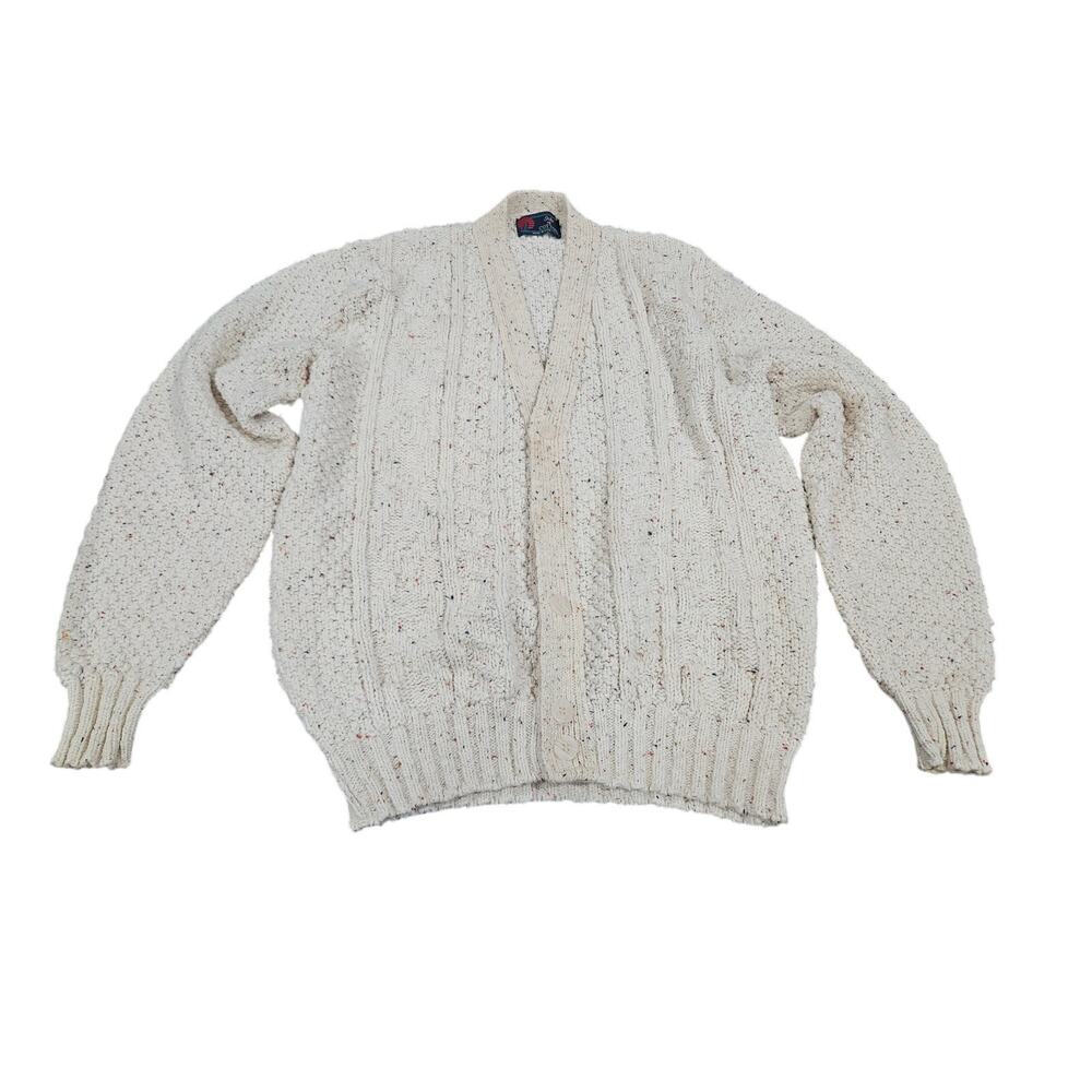 Isle of Cotton Mens L Shawl Cardigan Sweater Made in USA 100% Cotton